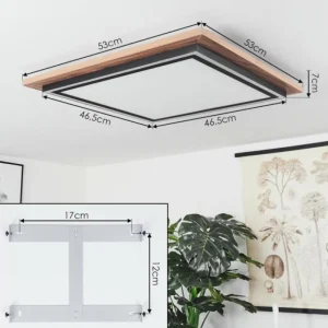 hofstein Plafonnier Blandford LED Brun, Couleur bois, 2 lumières, Télécommandes* Lampes Modernes