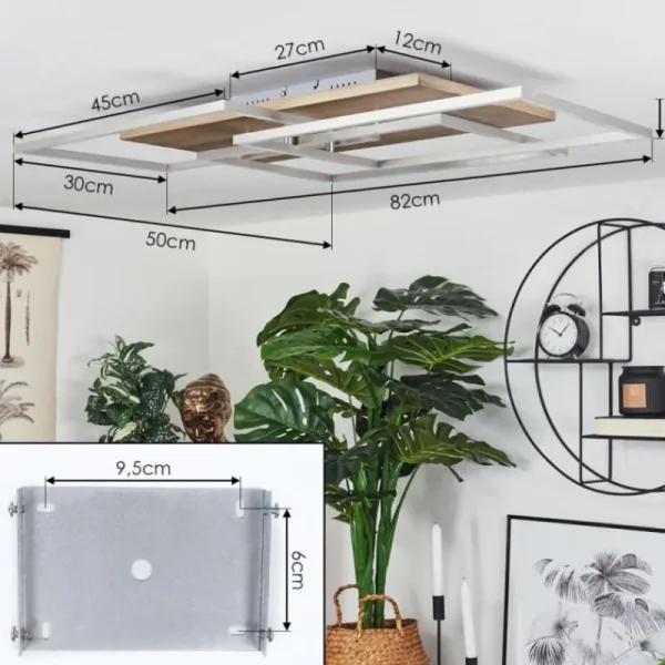 hofstein Plafonnier Blandford LED Écru, Nickel mat, Argenté, 3 lumières, Télécommandes* Lampes Modernes