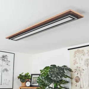 hofstein Plafonnier Blandford LED Brun, Couleur bois, Noir, 2 lumières, Télécommandes* Lampes Modernes
