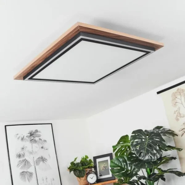 hofstein Plafonnier Blandford LED Brun, Couleur bois, 2 lumières, Télécommandes* Lampes Modernes