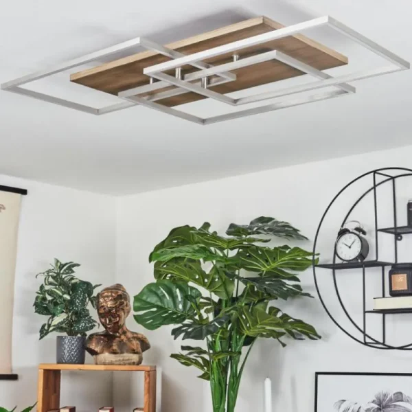 hofstein Plafonnier Blandford LED Écru, Nickel mat, Argenté, 3 lumières, Télécommandes* Lampes Modernes