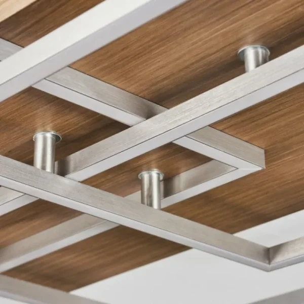 hofstein Plafonnier Blandford LED Écru, Nickel mat, Argenté, 3 lumières, Télécommandes* Lampes Modernes