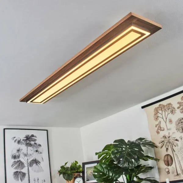 hofstein Plafonnier Blandford LED Brun, Couleur bois, Noir, 2 lumières, Télécommandes* Lampes Modernes