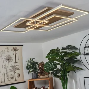 hofstein Plafonnier Blandford LED Écru, Nickel mat, Argenté, 3 lumières, Télécommandes* Lampes Modernes