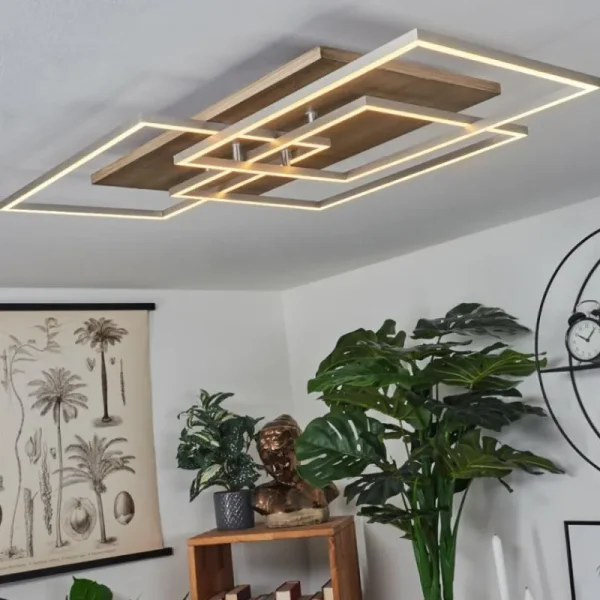 hofstein Plafonnier Blandford LED Écru, Nickel mat, Argenté, 3 lumières, Télécommandes* Lampes Modernes