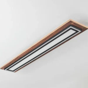 hofstein Plafonnier Blandford LED Brun, Couleur bois, Noir, 2 lumières, Télécommandes* Lampes Modernes