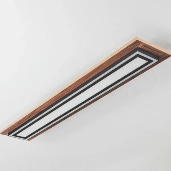 hofstein Plafonnier Blandford LED Brun, Couleur bois, Noir, 2 lumières, Télécommandes* Lampes Modernes