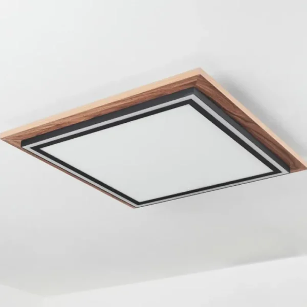 hofstein Plafonnier Blandford LED Brun, Couleur bois, 2 lumières, Télécommandes* Lampes Modernes