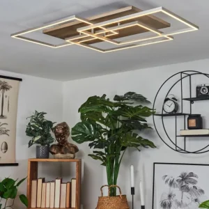 hofstein Plafonnier Blandford LED Écru, Nickel mat, Argenté, 3 lumières, Télécommandes* Lampes Modernes