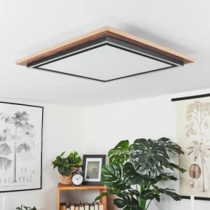 hofstein Plafonnier Blandford LED Brun, Couleur bois, 2 lumières, Télécommandes* Lampes Modernes
