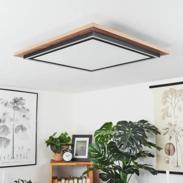 hofstein Plafonnier Blandford LED Brun, Couleur bois, 2 lumières, Télécommandes* Lampes Modernes