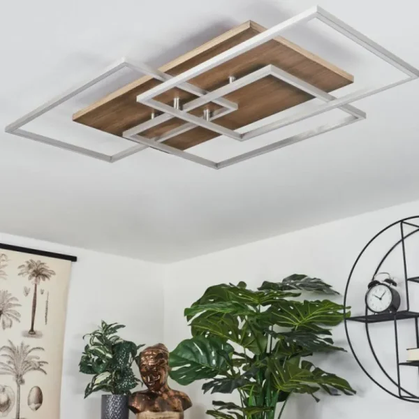 hofstein Plafonnier Blandford LED Écru, Nickel mat, Argenté, 3 lumières, Télécommandes* Lampes Modernes