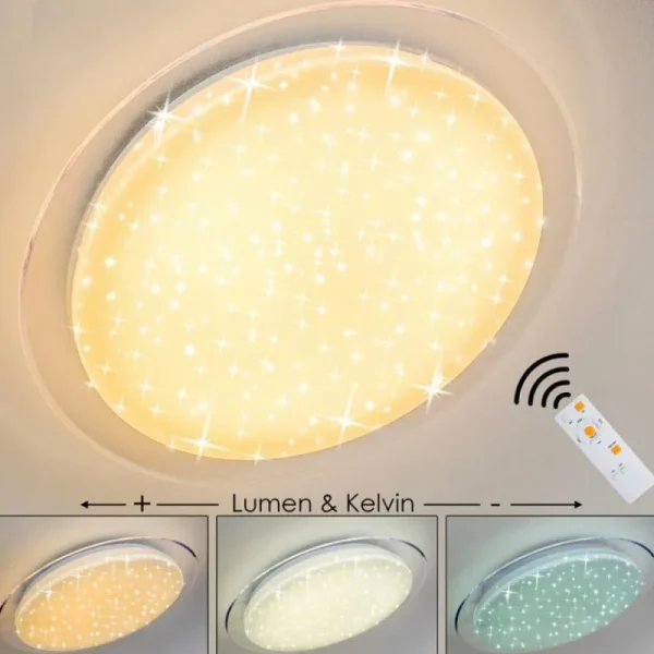 hofstein Plafonnier Bleik LED Blanc, 1 lumière, Télécommandes* Lampes Modernes