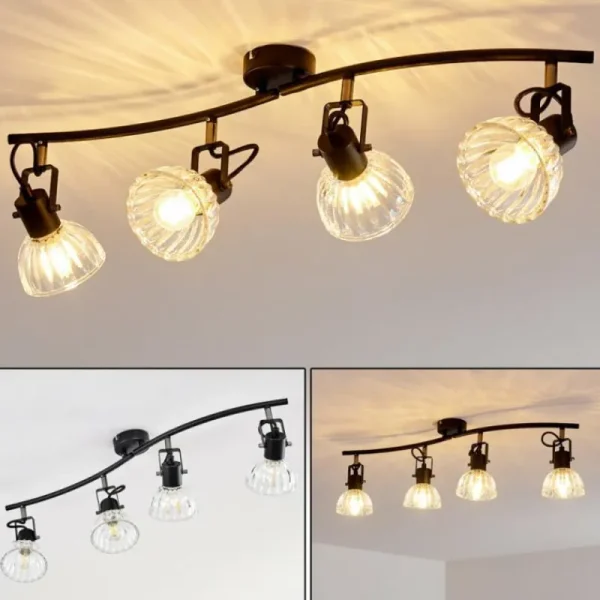 hofstein Plafonnier Bohemia Noir, 4 lumières* Lampes En Verre