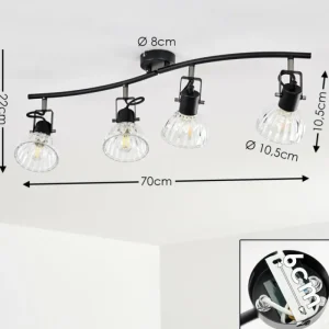 hofstein Plafonnier Bohemia Noir, 4 lumières* Lampes En Verre