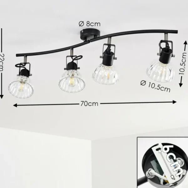 hofstein Plafonnier Bohemia Noir, 4 lumières* Lampes En Verre