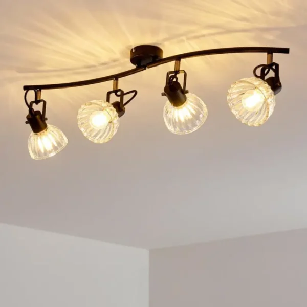hofstein Plafonnier Bohemia Noir, 4 lumières* Lampes En Verre