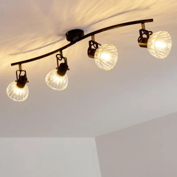 hofstein Plafonnier Bohemia Noir, 4 lumières* Lampes En Verre