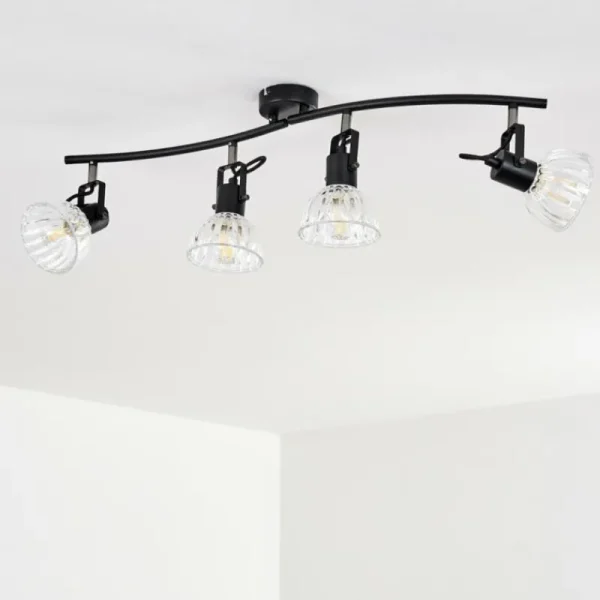 hofstein Plafonnier Bohemia Noir, 4 lumières* Lampes En Verre