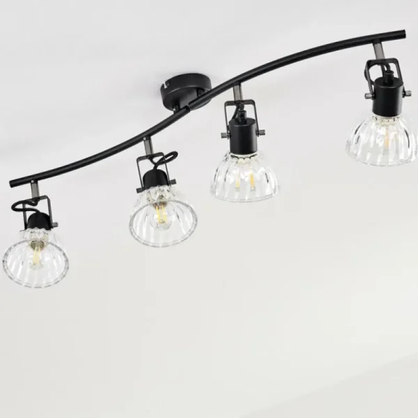 hofstein Plafonnier Bohemia Noir, 4 lumières* Lampes En Verre