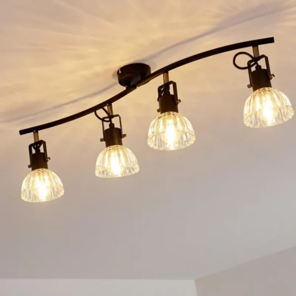 hofstein Plafonnier Bohemia Noir, 4 lumières* Lampes En Verre