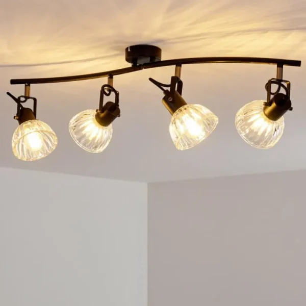 hofstein Plafonnier Bohemia Noir, 4 lumières* Lampes En Verre