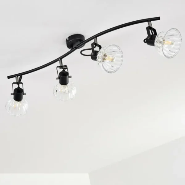 hofstein Plafonnier Bohemia Noir, 4 lumières* Lampes En Verre