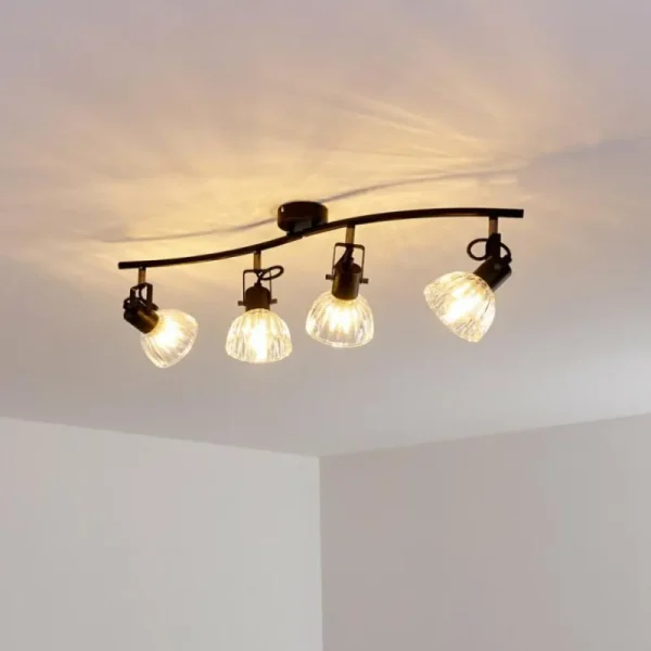 hofstein Plafonnier Bohemia Noir, 4 lumières* Lampes En Verre