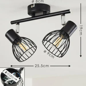hofstein Plafonnier Bolderslev Chrome, Noir, 2 lumières* Lampes Modernes