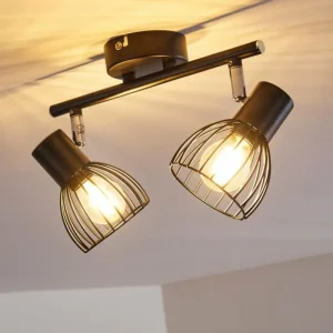 hofstein Plafonnier Bolderslev Chrome, Noir, 2 lumières* Lampes Modernes
