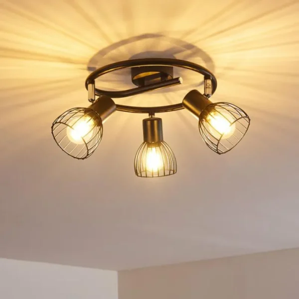 hofstein Plafonnier Bolderslev Chrome, Noir, 3 lumières* Lampes Modernes