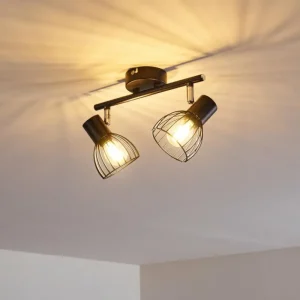 hofstein Plafonnier Bolderslev Chrome, Noir, 2 lumières* Lampes Modernes