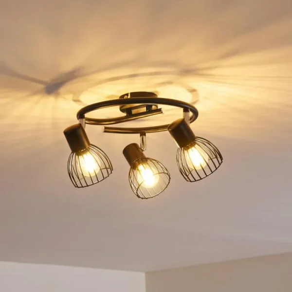 hofstein Plafonnier Bolderslev Chrome, Noir, 3 lumières* Lampes Modernes