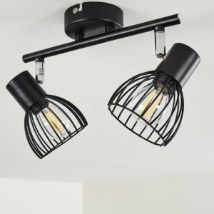 hofstein Plafonnier Bolderslev Chrome, Noir, 2 lumières* Lampes Modernes