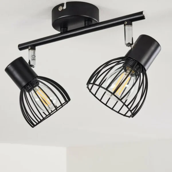 hofstein Plafonnier Bolderslev Chrome, Noir, 2 lumières* Lampes Modernes