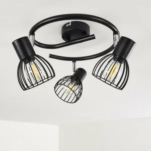 hofstein Plafonnier Bolderslev Chrome, Noir, 3 lumières* Lampes Modernes