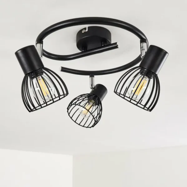hofstein Plafonnier Bolderslev Chrome, Noir, 3 lumières* Lampes Modernes