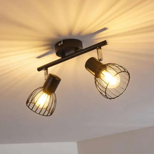 hofstein Plafonnier Bolderslev Chrome, Noir, 2 lumières* Lampes Modernes