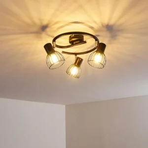 hofstein Plafonnier Bolderslev Chrome, Noir, 3 lumières* Lampes Modernes