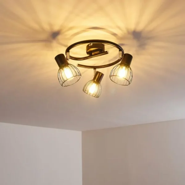 hofstein Plafonnier Bolderslev Chrome, Noir, 3 lumières* Lampes Modernes