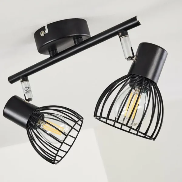 hofstein Plafonnier Bolderslev Chrome, Noir, 2 lumières* Lampes Modernes