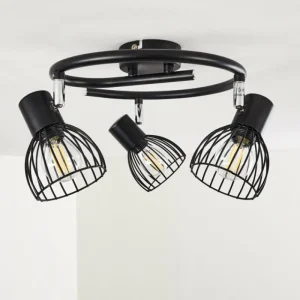 hofstein Plafonnier Bolderslev Chrome, Noir, 3 lumières* Lampes Modernes