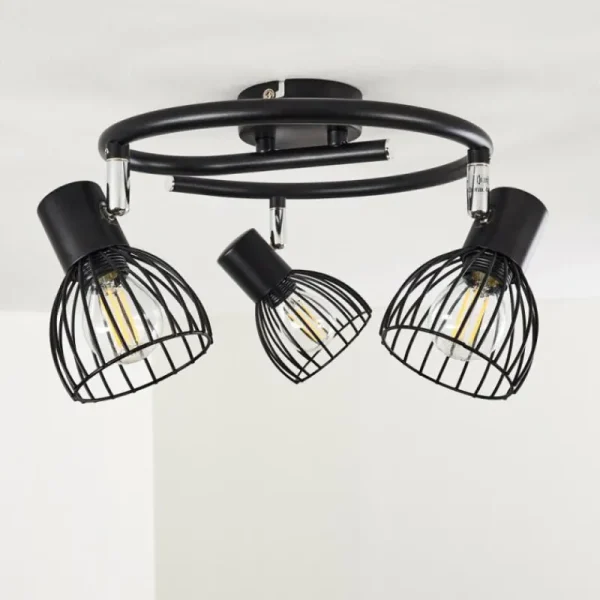 hofstein Plafonnier Bolderslev Chrome, Noir, 3 lumières* Lampes Modernes