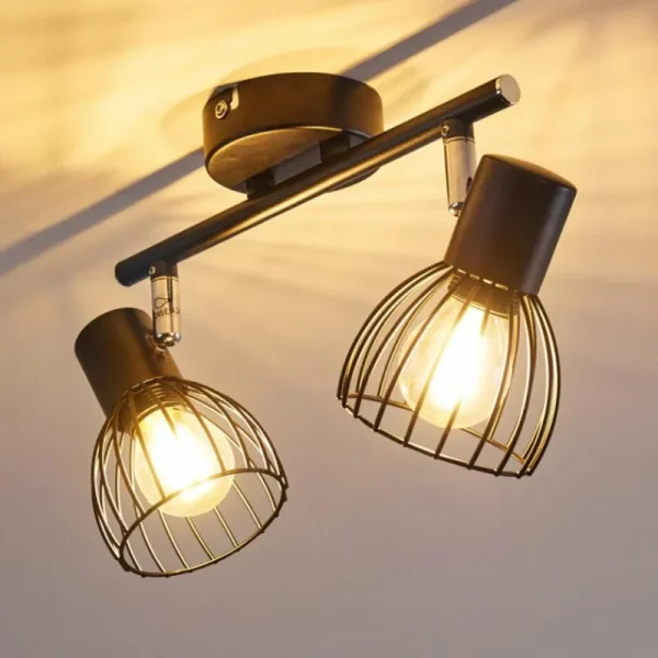 hofstein Plafonnier Bolderslev Chrome, Noir, 2 lumières* Lampes Modernes