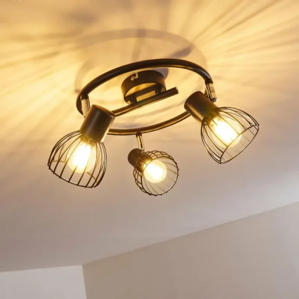 hofstein Plafonnier Bolderslev Chrome, Noir, 3 lumières* Lampes Modernes