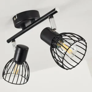 hofstein Plafonnier Bolderslev Chrome, Noir, 2 lumières* Lampes Modernes