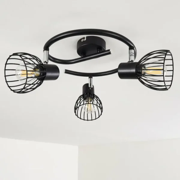 hofstein Plafonnier Bolderslev Chrome, Noir, 3 lumières* Lampes Modernes