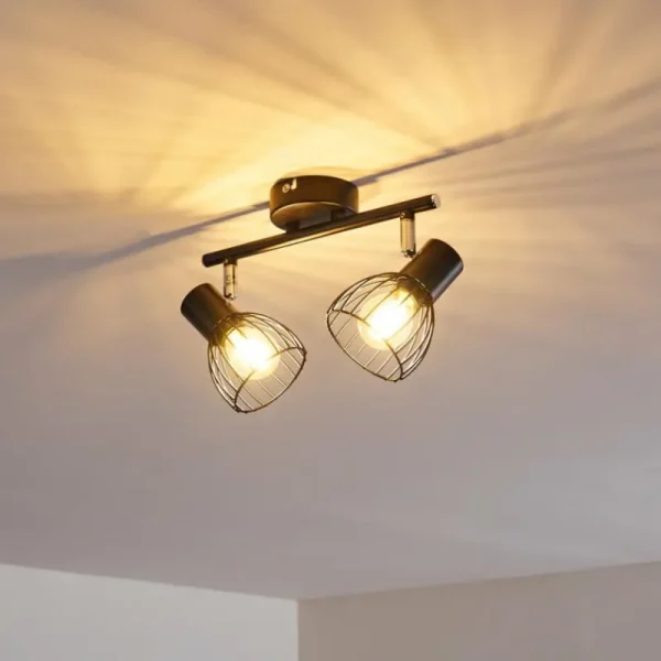 hofstein Plafonnier Bolderslev Chrome, Noir, 2 lumières* Lampes Modernes