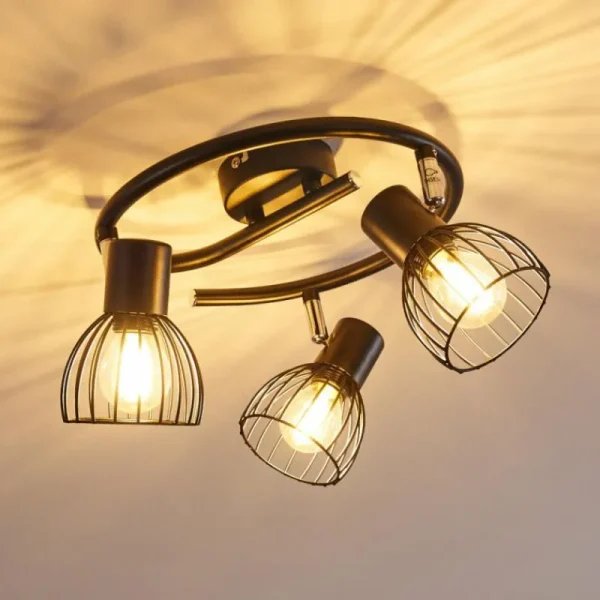 hofstein Plafonnier Bolderslev Chrome, Noir, 3 lumières* Lampes Modernes