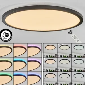 hofstein Plafonnier Boyero LED Noir, 2 lumières, Télécommandes, Changeur de couleurs* Lampes Modernes